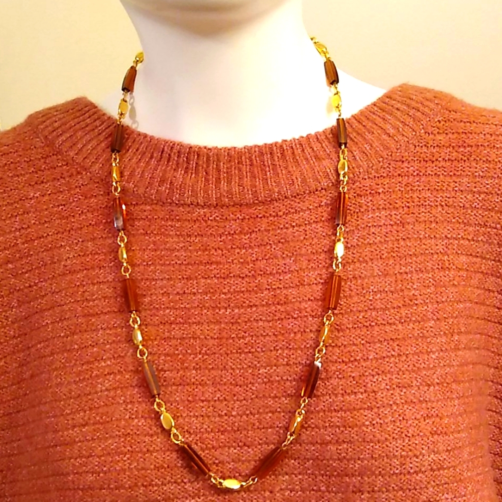 Gold tone and Amber necklace